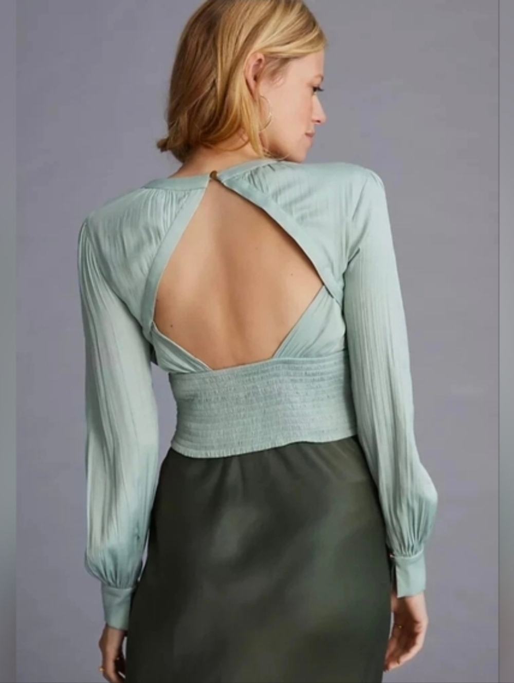 NWT | Anthropologie Blouson-Sleeve Blouse | Size XS | Light Blue